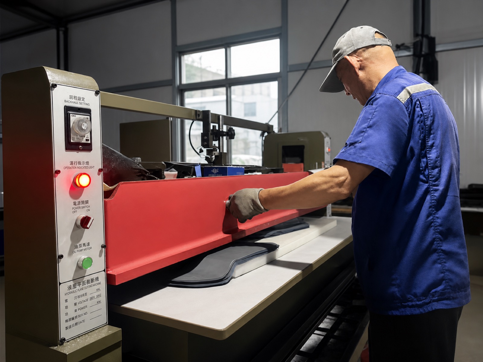 Industrial press work for rainwear parts