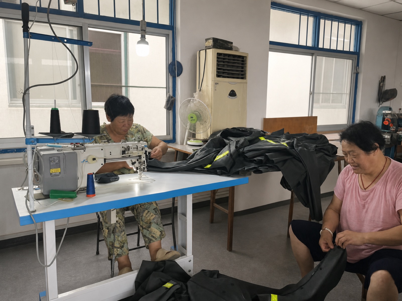 Rainwear sewing and assembly