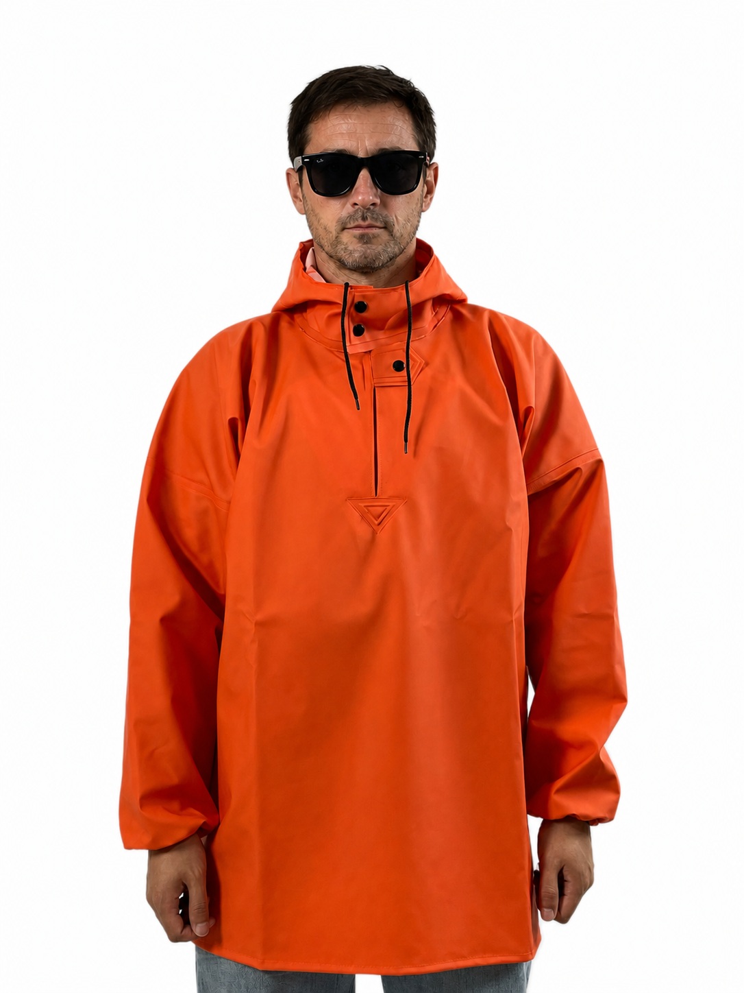 Orange PVC pullover rain jacket category