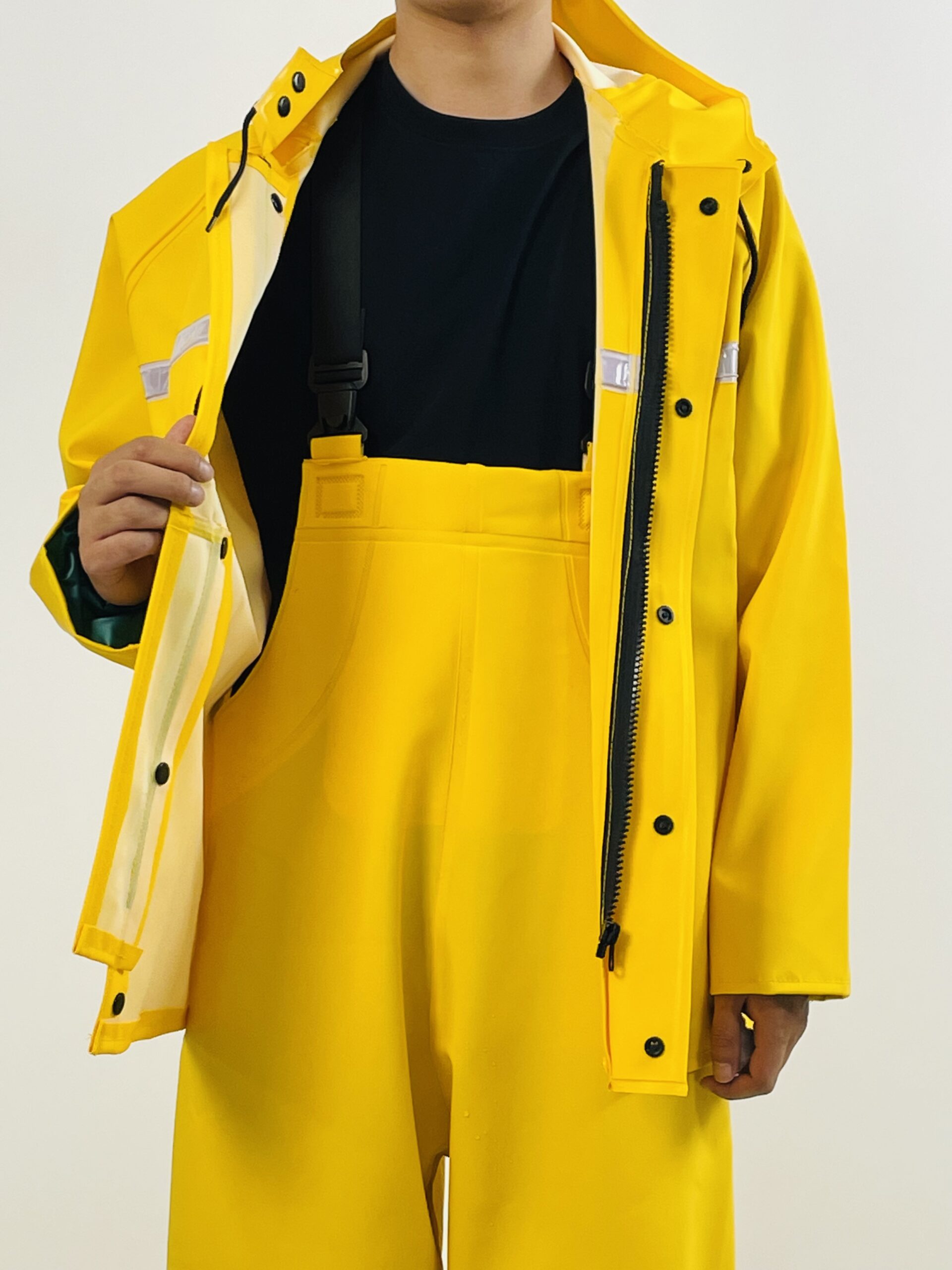 Medium weight 0.55mm yellow PVC waterproof fishing jacket - 图片 4