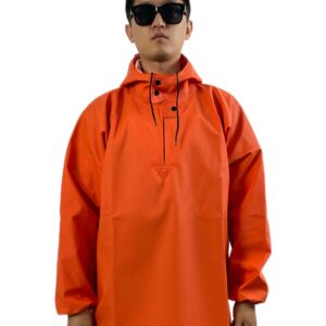 Medium-weight orange waterproof pullover jacket