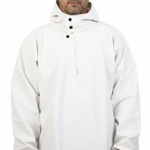 Lightweight white waterproof pullover jacket